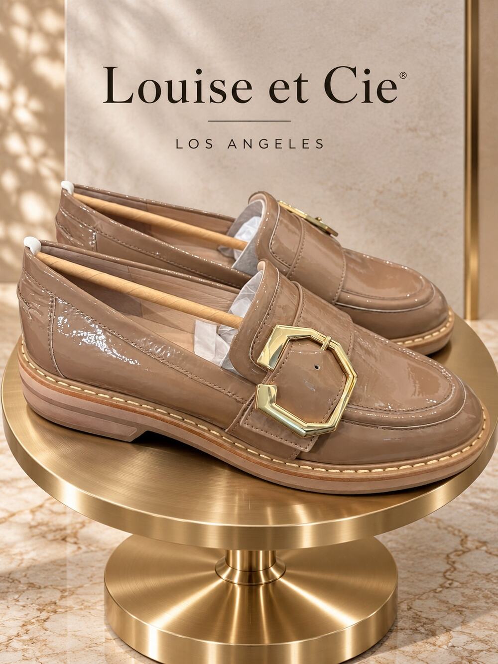 Louise et Cie Elixen Lavender Latte Patent Leather Buckle Loafers 6.5M NIB